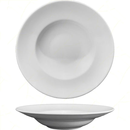 Piatto Fondo Rotondo 27 cm Porcellana Liscio Bianco Pasta Bowl per Primi Piatti, Resistente, Lavabile in Lavastoviglie, Idoneo per Microonde, Made in Italy - Tutto Tutto Meno Meno