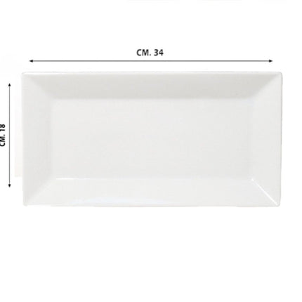 VASSOIO PORCELLANA RETTANGOLARE CM.34X18X2,5h KIMI LINE BIANCO - Tutto Tutto Meno Meno