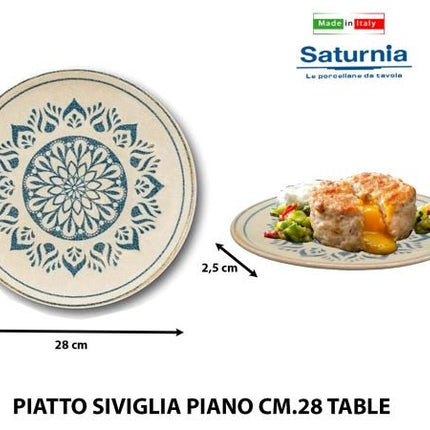 Saturnia Piatto Linea Siviglia in Porcellana Elegante e Resistente per Uso Quotidiano e Servire - Tutto Tutto Meno Meno