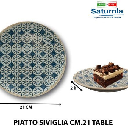 Saturnia Piatto Linea Siviglia in Porcellana Elegante e Resistente per Uso Quotidiano e Servire - Tutto Tutto Meno Meno