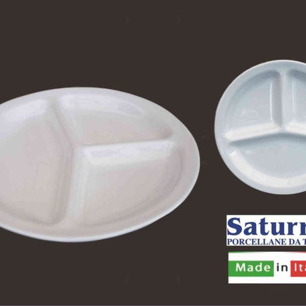 Antipastiera Piatto 3 Scomparti Ø 26 cm in Porcellana Bianco per Antipasti - Tutto Tutto Meno Meno
