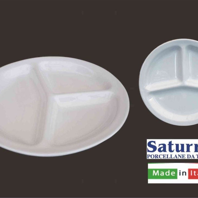 Antipastiera Piatto 3 Scomparti Ø 26 cm in Porcellana Bianco per Antipasti - Tutto Tutto Meno Meno
