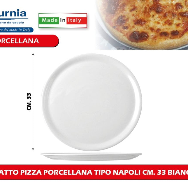 Piatto Pizza Porcellana Napoli Cm.33 Bianco - Tutto Tutto Meno Meno