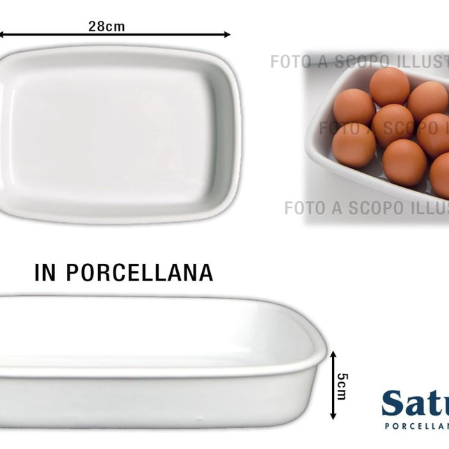 PIROFILA RETT. PORCELL. FORNO BIANCO CM.28 - Tutto Tutto Meno Meno
