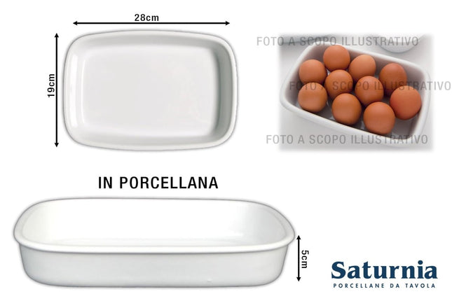 Pirofila Rett. Porcell. Forno Bianco Cm.28 Saturnia