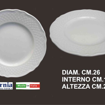 Piatto Malaga Piano Cm.26 Bianco-8003342017295