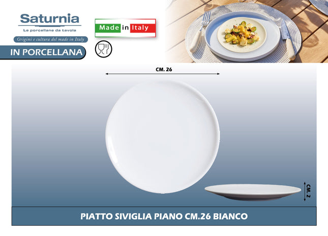 Saturnia Piatto Linea Siviglia In Porcellana Elegante E Resistente Per Uso Quotidiano E Servire Saturnia
