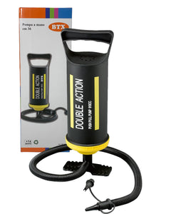 BTX Pompa a Mano 36 cm – Gonfiatore Doppia Azione con 2 Bocchettoni – Volume 2x910cc – Per Materassi, Piscine, Canoe Gonfiabili – Leggera, Compatta e Facile da Usare BTX