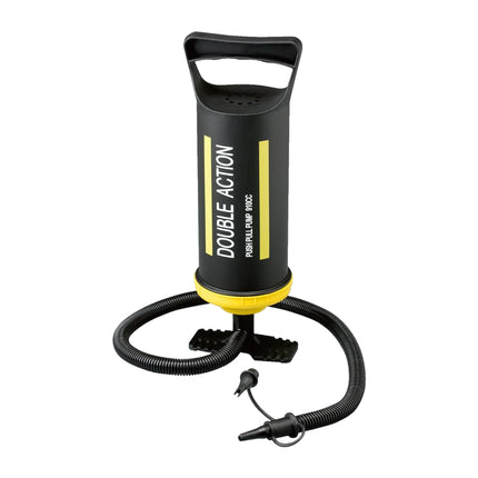 Pompa a Mano 36 cm – Gonfiatore Doppia Azione con 2 Bocchettoni – Volume 2x910cc – Per Materassi, Piscine, Canoe Gonfiabili – Leggera, Compatta e Facile da Usare