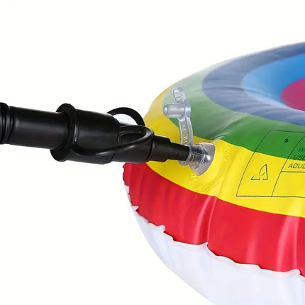 Pompa a Mano 36 cm – Gonfiatore Doppia Azione con 2 Bocchettoni – Volume 2x910cc – Per Materassi, Piscine, Canoe Gonfiabili – Leggera, Compatta e Facile da Usare