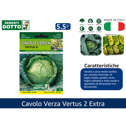 Sementi Dotto Professionali: Semi da Orto Alta Germinazione | Scegli Varietà e Formato Risparmio Cavolo verza vertus 2 Sementi Dotto