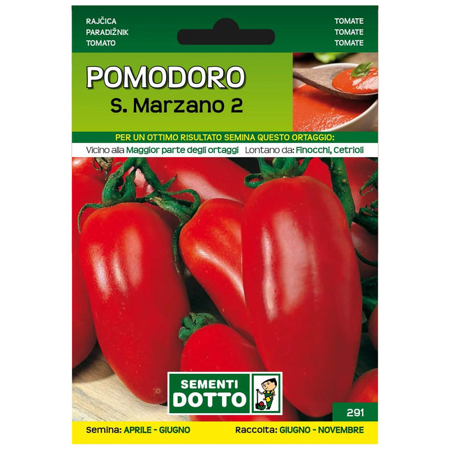 Semi Pomodoro San Marzano 2 - Indeterminato per Passate e Pelati 12 Bustine Sementi Dotto