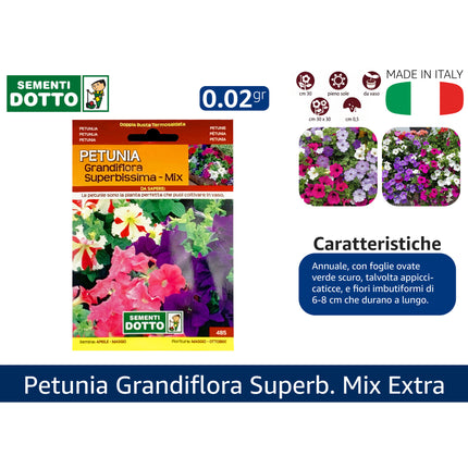 Semi Petunia Grandiflora Superb. Mix Extra Sementi Dotto