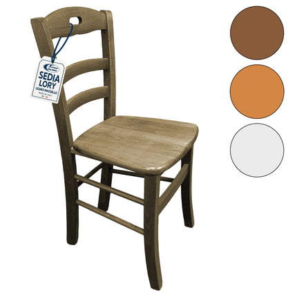 Sedia Lory in Legno Massello Made in Italy - Colori Noce/Ciliegio/Bianco Giaquinto