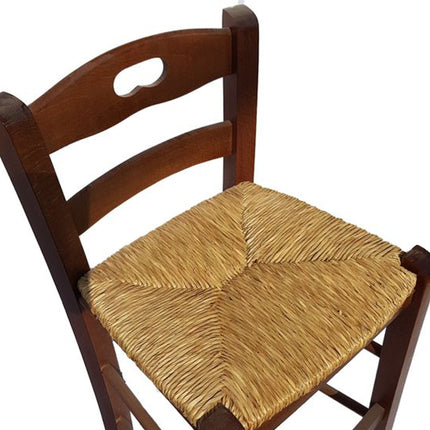 Sgabello in Legno con Seduta in Paglia Artigianale Made in Italy Rustico Bar bancone Altezza Seduta 67.5cm Giaquinto