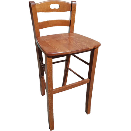 Sgabello in Legno con Seduta Rigida Artigianale Made in Italy Rustico Bar Bancone Altezza Seduta 66cm Giaquinto