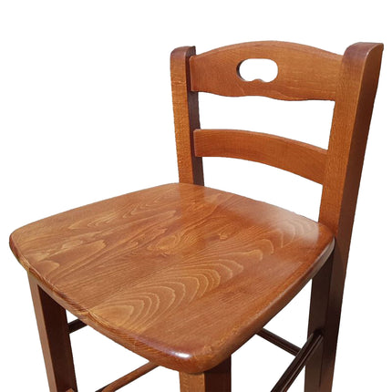 Sgabello in Legno con Seduta Rigida Artigianale Made in Italy Rustico Bar Bancone Altezza Seduta 66cm Giaquinto