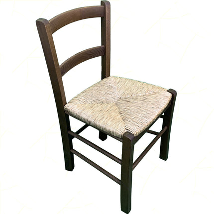Sicignano Sedia Mezzana Legno, Seduta Paglia, Schienale 33Cm 2 Stecche, Colore Noce, 39,5X36,5X70H Cm, Peso 5Kg - Artigianale, Interni Arredo Rustico Ristorante Agriturismo, Made In Italy
