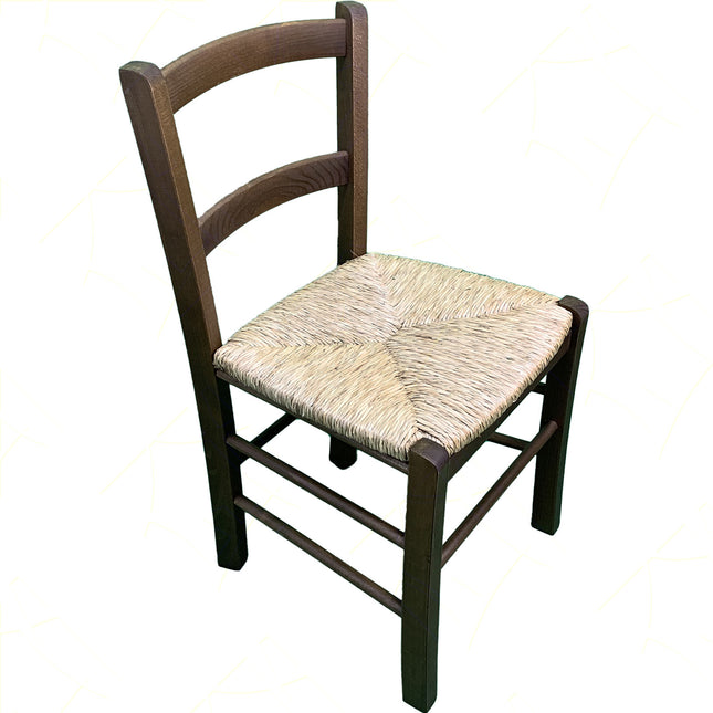 Sicignano Sedia Mezzana Legno, Seduta Paglia, Schienale 33Cm 2 Stecche, Colore Noce, 39,5X36,5X70H Cm, Peso 5Kg - Artigianale, Interni Arredo Rustico Ristorante Agriturismo, Made In Italy