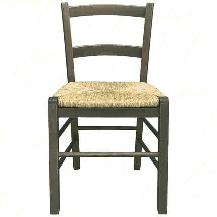 Sicignano Sedia Mezzana Legno, Seduta Paglia, Schienale 33Cm 2 Stecche, Colore Noce, 39,5X36,5X70H Cm, Peso 5Kg - Artigianale, Interni Arredo Rustico Ristorante Agriturismo, Made In Italy