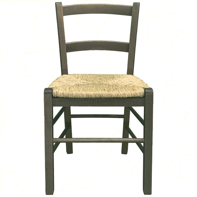 Sicignano Sedia Mezzana Legno, Seduta Paglia, Schienale 33Cm 2 Stecche, Colore Noce, 39,5X36,5X70H Cm, Peso 5Kg - Artigianale, Interni Arredo Rustico Ristorante Agriturismo, Made In Italy