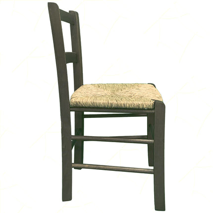 Sicignano Sedia Mezzana Legno, Seduta Paglia, Schienale 33Cm 2 Stecche, Colore Noce, 39,5X36,5X70H Cm, Peso 5Kg - Artigianale, Interni Arredo Rustico Ristorante Agriturismo, Made In Italy
