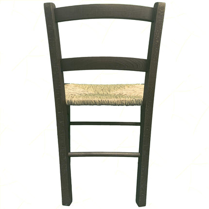 Sicignano Sedia Mezzana Legno, Seduta Paglia, Schienale 33Cm 2 Stecche, Colore Noce, 39,5X36,5X70H Cm, Peso 5Kg - Artigianale, Interni Arredo Rustico Ristorante Agriturismo, Made In Italy