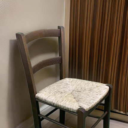 Sicignano Sedia Mezzana Legno, Seduta Paglia, Schienale 33Cm 2 Stecche, Colore Noce, 39,5X36,5X70H Cm, Peso 5Kg - Artigianale, Interni Arredo Rustico Ristorante Agriturismo, Made In Italy