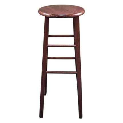 Sgabello Tondo in Legno Massello, Piede Dritto, Struttura Stabile e Sicura - Dimensioni Altezza 80x32 cm Diametro Seduta - Noce, Artigianale, per Pub Bar Ristoranti Cucina Giaquinto