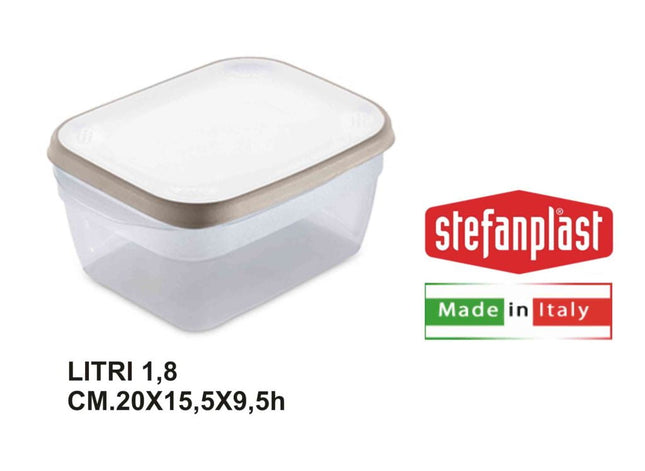 Stefanplast Ciaofresco Contenitore Ermetico, 1,8Lt, Trasparente E Tortora Stefanplast