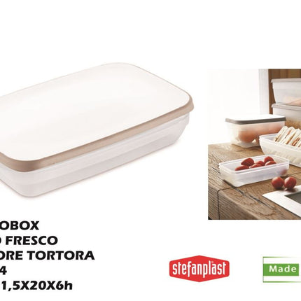 Stefanplast Contenitore Frigo Ciao Fresco Con Coperchio Bianco Tortora In Diverse Capacità Stefanplast
