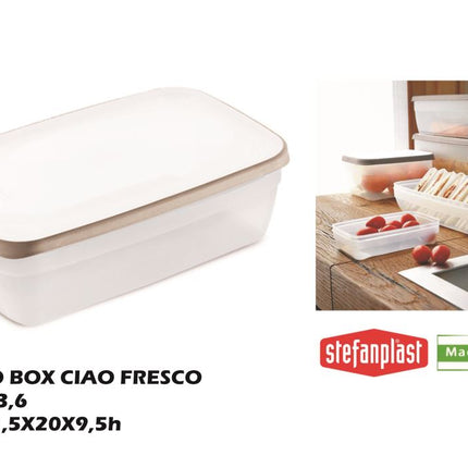 Stefanplast Contenitore Frigo Ciao Fresco Con Coperchio Bianco Tortora In Diverse Capacità Stefanplast