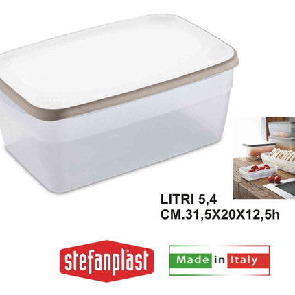 Stefanplast Contenitore Frigo Ciao Fresco Con Coperchio Bianco Tortora In Diverse Capacità Stefanplast