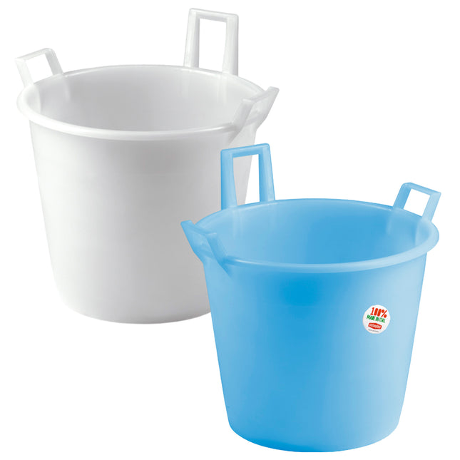 Stefanplast Mastello 2/3 Manici – Secchio Grande Fino A 175L Per Vino, Verdure E Pulizie – Ø Da 45 A 80 Cm – Bianco O Azzurro