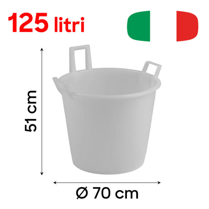 Stefanplast Mastello 2/3 Manici – Secchio Grande Fino A 175L Per Vino, Verdure E Pulizie – Ø Da 45 A 80 Cm – Bianco O Azzurro