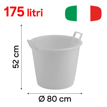 Stefanplast Mastello 2/3 Manici – Secchio Grande Fino A 175L Per Vino, Verdure E Pulizie – Ø Da 45 A 80 Cm – Bianco O Azzurro