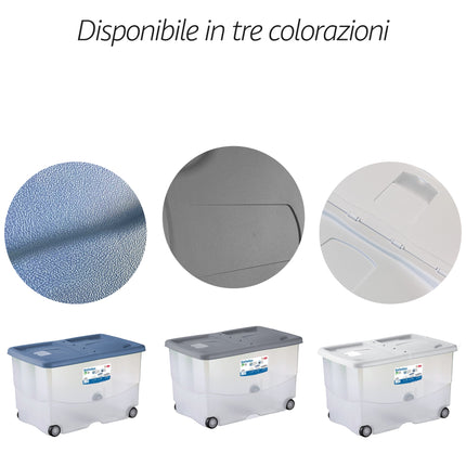 Contenitore Salvaspazio con Ruote Stefanplast Vasco 57L – Box Organizer per Cambio Stagione e Giocattoli Stefanplast