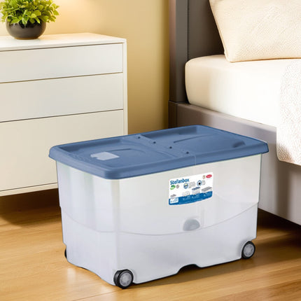 Contenitore Salvaspazio con Ruote Stefanplast Vasco 57L – Box Organizer per Cambio Stagione e Giocattoli Stefanplast