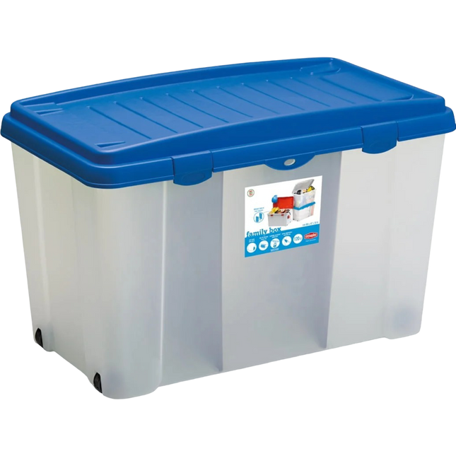 Stefanplast Storage Box Family Trasparente Coperchio Blu 80X47X51H
