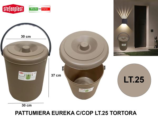 Stefanplast Pattumiera Eureka Con Coperchio In Vari Litraggi E Colori Disponibili Tortora 25 L Stefanplast