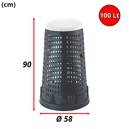 Stefanplast Trespolo Fusto Con Coperchio, Contenitore Da Lt.100, Dimensioni Cm.58X90H