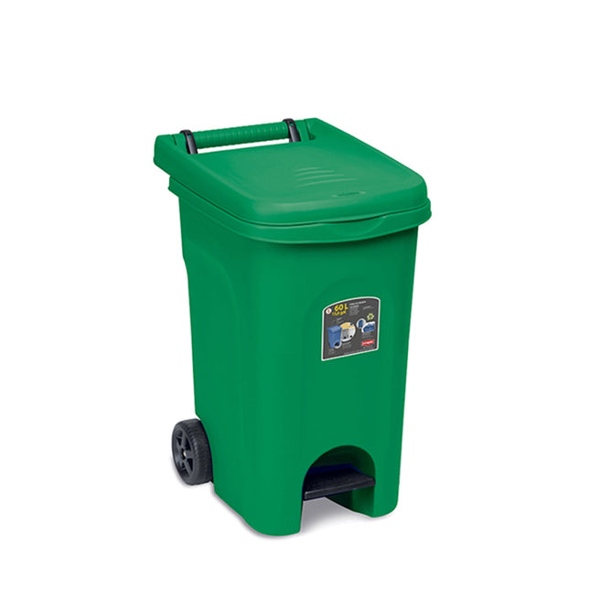 Stefanplast Bidone Urban Eco System Rifiuti Spazzatura Pattumiera Per Raccolta Differenziata Con Ruote Capacità 60L/80L/120L Verde 60L Stefanplast
