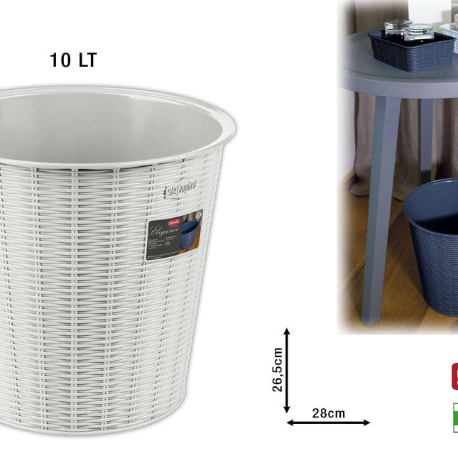 Cestino Plastica 10Lt Elegance Bianco Stefanplast