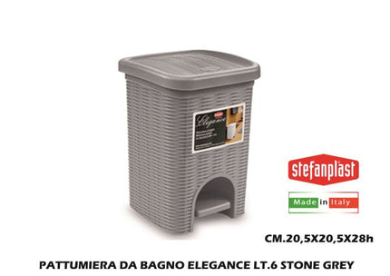Pattumiera Da Bagno Elegance Lt.6 Stone Grey-8003507301320