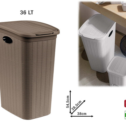 Stefanplast Portabiancheria Elegance Lt.36-50 Design Moderno Per Organizzare La Biancheria Stefanplast