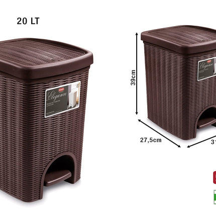 Pattumiera C/Pedale Elegance Lt.20 Moka Stefanplast-8003507308015