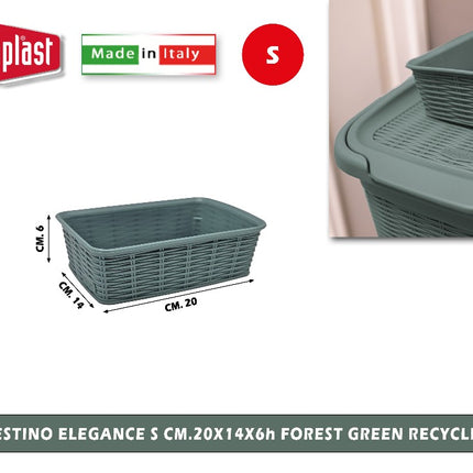Cestino Elegance S Cm.20X14X6H Forest Green Recycled Stefanplast