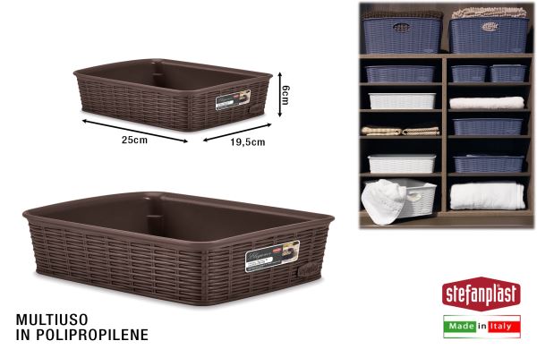 Stefanplast Elegance Cestino Rattan, Marrone, 25X19X6 Cm Stefanplast