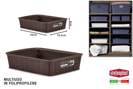 Stefanplast Cestino Elegance In Varie Misure E Altezze, Design Raffinato Per Ogni Ambiente Moka 25x19,5x6cm Stefanplast