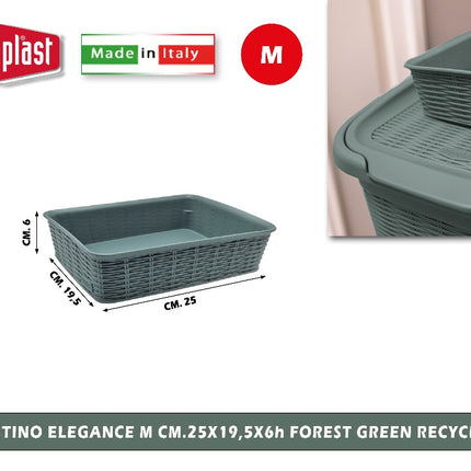 Cestino Elegance M Cm.25X19,5X6H Forest Green Recycled Stefanplast